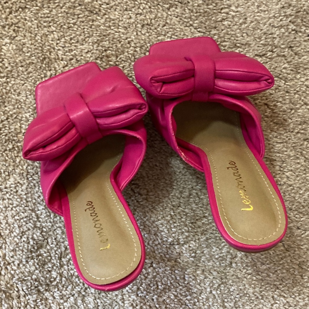 Lemonade Pink Bow Heeled Sandals - Picture 8 of 8